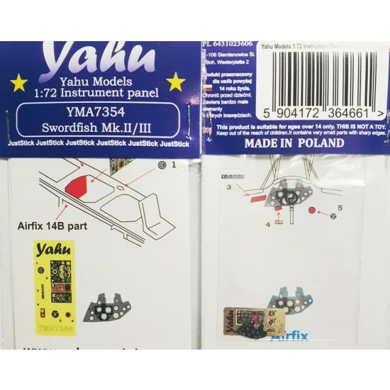 Yahu YMA7354 1/72 Swordfish Mk.II/III Instrument Panel for Airfix kits - Model Planes