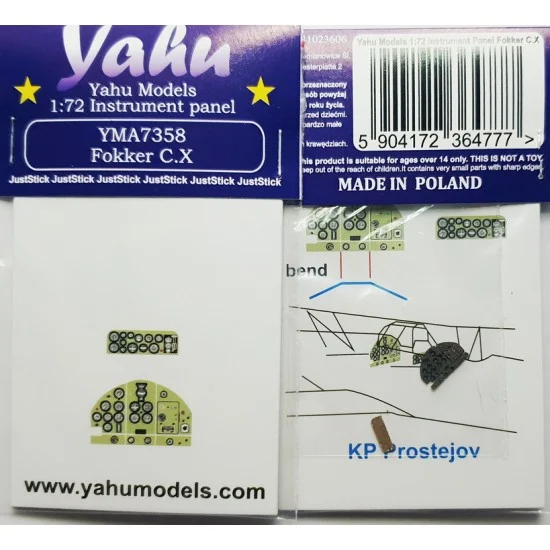 Yahu YMA7358 1/72 Fokker C.X Instrument Panel for KP Prostejov kit - Model Planes