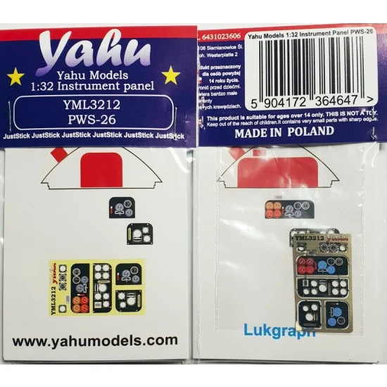 Yahu YML3212 1/32 PWS-26 Instrument Panel for Lukgraph kits