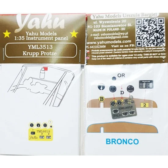Yahu YML3513 1/35 Krupp Protze Instrument Panel for Bronco kits - Military Vehicles & Tanks