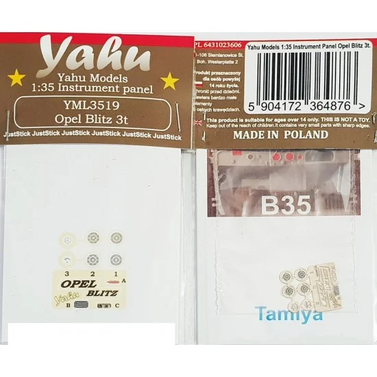 Yahu YML3519 1/35 Opel Blitz 3t Instrument Panel for Tamiya kits - Model Planes