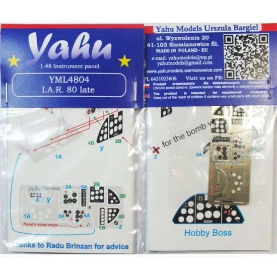 Yahu YML4804 1/48 I.A.R. 80 Late Instrument Panel for Hobby Boss kit - Model Planes