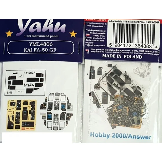 Yahu YML4806 1/48 KAI FA-50GF Instrument Panel for Hobby 2000/Answer/Acaemy kits