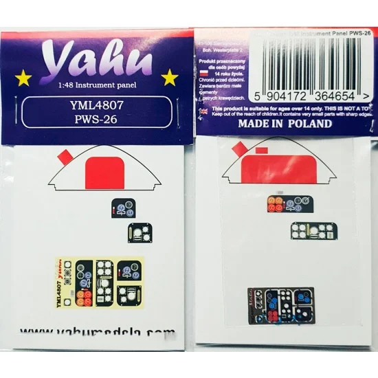 Yahu YML4807 1/48 PWS-26 Instrument Panel for LukGraph kits