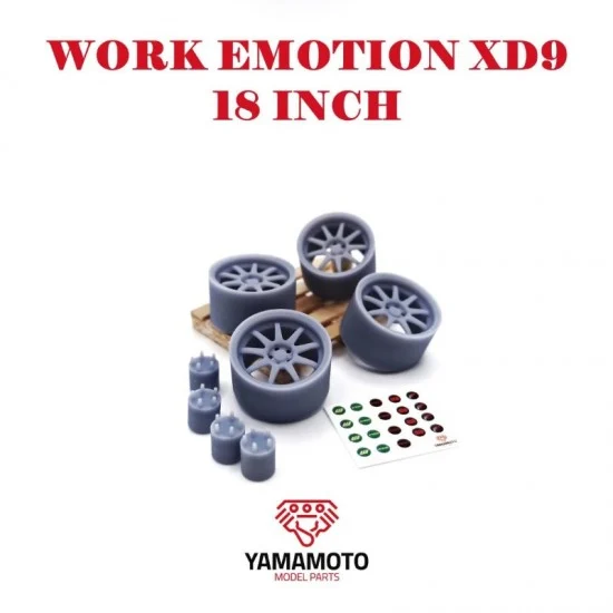 Yamamoto YMPRIM3 1/24 Work Emotion XD9 18'. Adapters and Decals - Model Cars