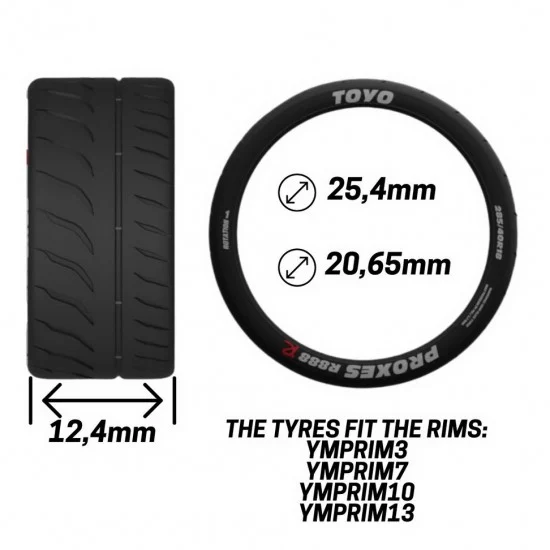 Yamamoto YMPRIM19 1/24 Semi Slick Tyres Type 1 For Yamamoto 18' Rims (4 tyres) - Model Cars