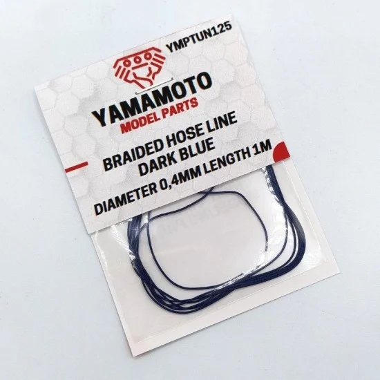 Yamamoto YMPTUN125 1/24 Braided Hose Line Dark Blue 0.4mm (length 1m) - Model Cars