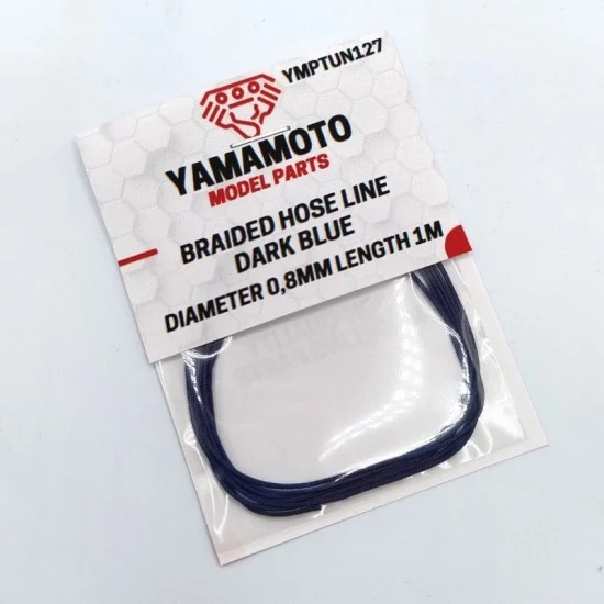 Yamamoto YMPTUN127 1/24 Braided Hose Line Dark Blue 0.8mm (length 1m) - Model Cars