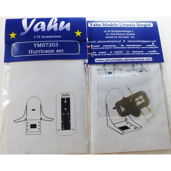 Yahu YMS7203 1/72 Hawker Hurricane Detail-up Set for Airfix kit (2 Photo-Etched Sheets)