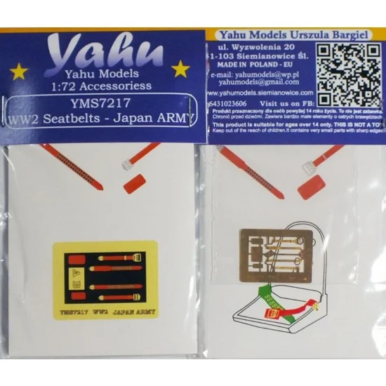 Yahu YMS7217 1/72 WWII Japanese Army Seatbelts - Model Planes