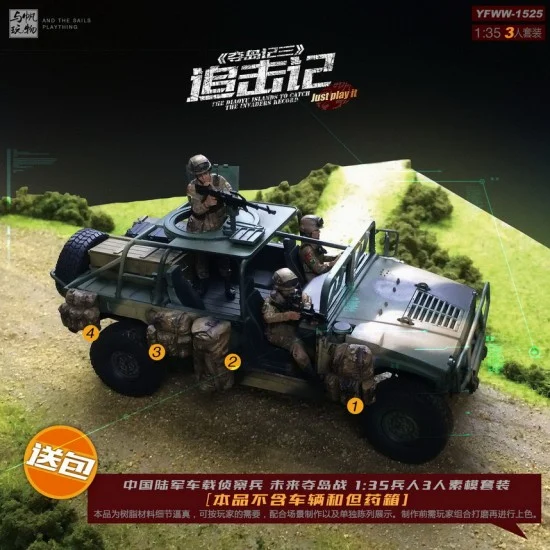 YUFAN Model 1525 1/35 Fantasy War - Modern PLA Ground Force AFV Scouts (3 figures)