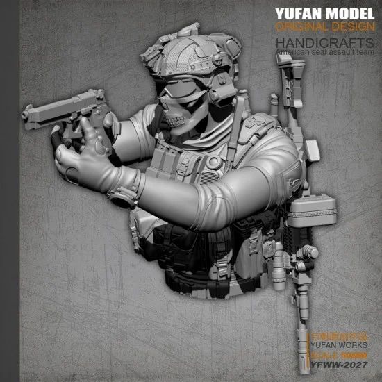 YUFAN Model 2027 50mm Scale US SEAL Assault Team Skull Face Mask Man (resin bust) - Model Figures