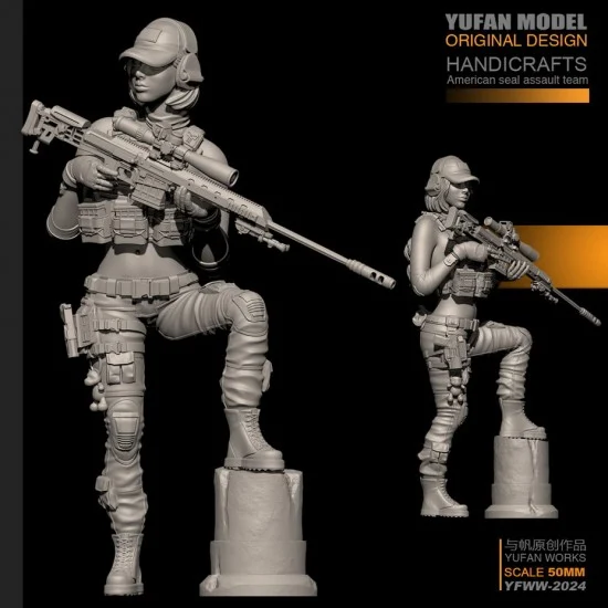 YUFAN Model 35-2024 1/35 Fantasy US SEAL Assault Team Female Sniper