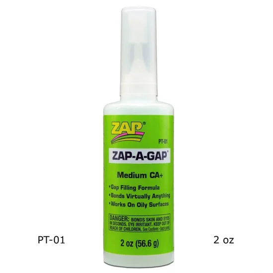 ZAP PT01 Zap-A-Gap CA+ Super Glue Medium Viscosity (2 oz / 56.6 g)
