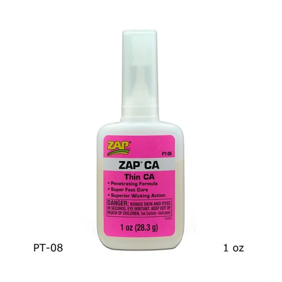 ZAP PT08 CA Super Glue Thin Viscosity (1 oz / 28.3 g) - Hobby Tools & Supplies