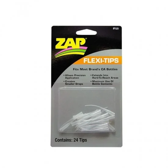 ZAP PT21 Zap Flexi Tips (24pcs per Bag) for CA Bottles - Hobby Tools & Supplies