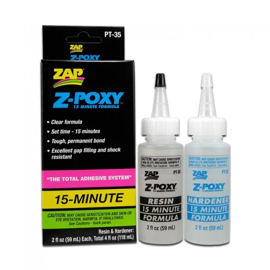 ZAP PT35 Z-Poxy 15-minute Epoxy Resin (2x 2 fl oz / 59 ml)