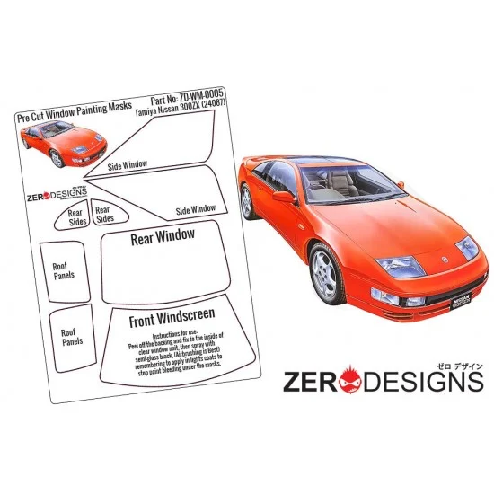 Zero Paints WM-0005 1/24 Nissan 300ZX Window Pre-Cut Painting Masks for Tamiya kit #28087