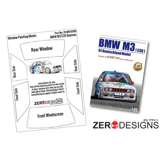 Zero Paints WM-0008 1/24 BMW M3 E30 Window Pre-Cut Painting Masks for Beemax kits