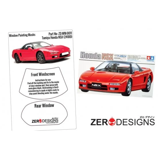 Zero Paints WM-0011 1/24 Honda NSX Window Pre-Cut Painting Masks for Tamiya kit #24100