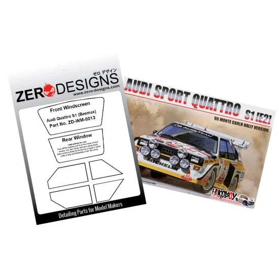 Zero Paints WM-0013 1/24 Audi Quattro S1 1985 Monte Carlo Rally Window Pre-Cut Painting Masks for Beemax kits