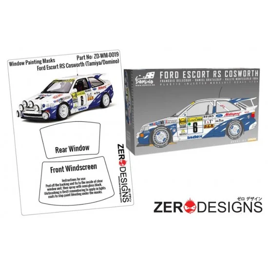 Zero Paints WM-0019 1/24 Ford Escort RS Cosworth Window Pre-Cut Painting Masks for Tamiya/Domino kits