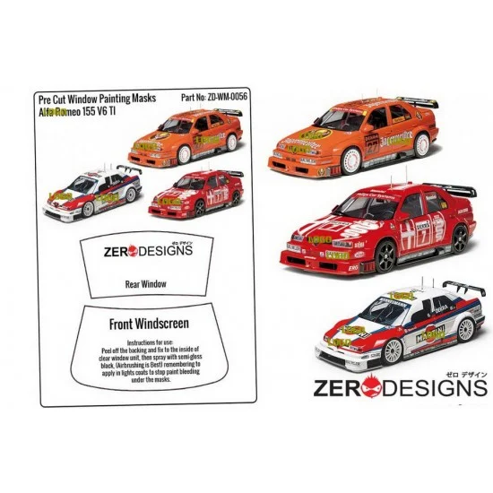 Zero Paints WM-0056 1/24 Alfa Romeo 155 V6 TI Pre Cut Window Painting Masks for Tamiya kits
