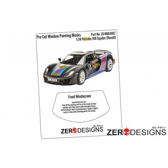 Zero Paints WM-0067 1/24 Porsche 918 Spyder Pre Cut Window Painting Masks for Revell kits