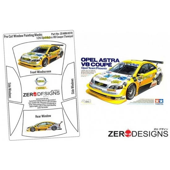 Zero Paints WM-0070 1/24 Opel Astra V8 Coupe Pre Cut Window Painting Masks for Tamiya kits