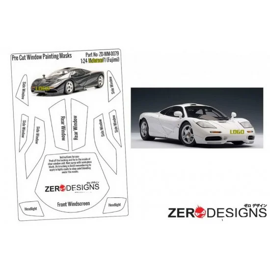 Zero Paints WM-0079 1/24 McLaren F1 Pre Cut Window Painting Masks for Fujimi kits