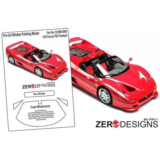 Zero Paints WM-0080 1/24 Ferrari F50 Pre Cut Window Painting Masks for Tamiya kits