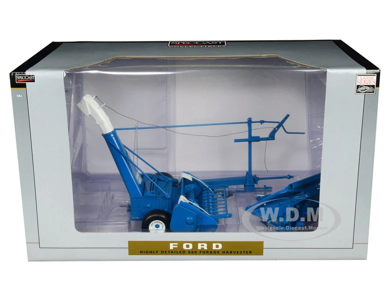 Ford 680 Forage Harvester with Hay Head and Corn Head Blue "Classic Series" 1/16 Diecast Model by SpecCast - Ford Models