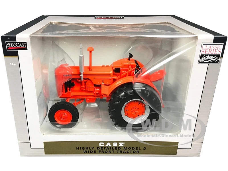Case Model D Wide Front Tractor Orange "Classic Series" 1/16 Diecast Model by SpecCast - Case Tractors Models