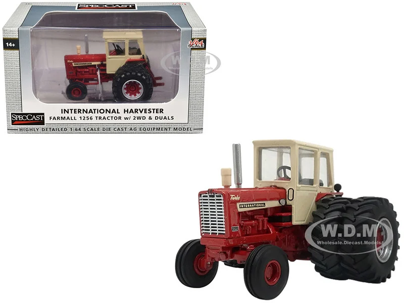 International Harvester Farmall 1256 2WD Tractor with Dual Wheels Red with Cream Cab 1/64 Diecast Model by SpecCast - Tractors & Farm Models