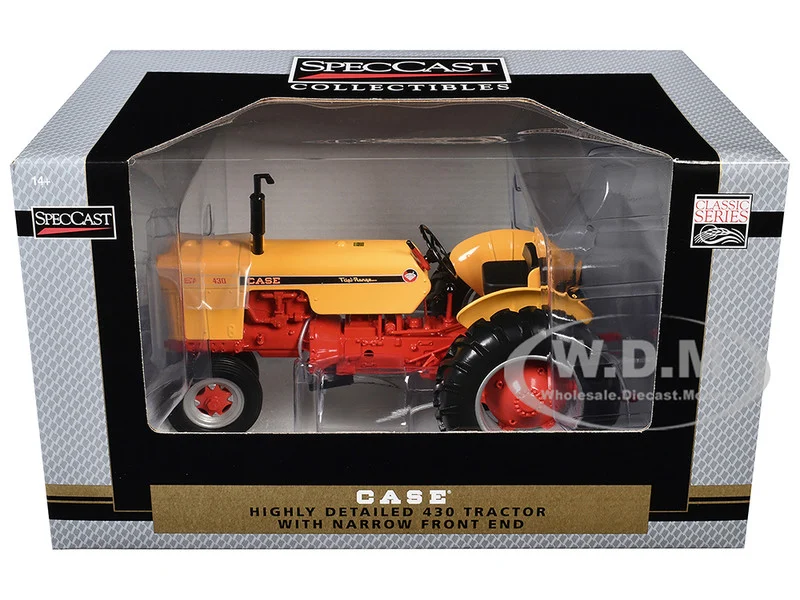 Case 430 Narrow Front Tractor Yellow with Orange Frame "Classic Series" 1/16 Diecast Model by SpecCast - Case Tractors Models