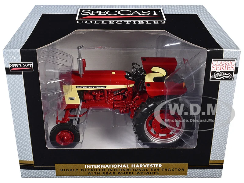 International Harvester 504 Tractor with Rear Wheel Weights Red "Classic Series" 1/16 Diecast Model by SpecCast - International Models