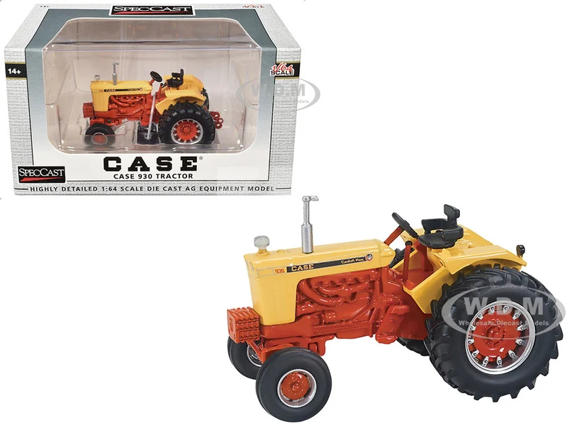 Case 930 Open Station Tractor Yellow and Orange 1/64 Diecast Model by SpecCast - Case Tractors Models