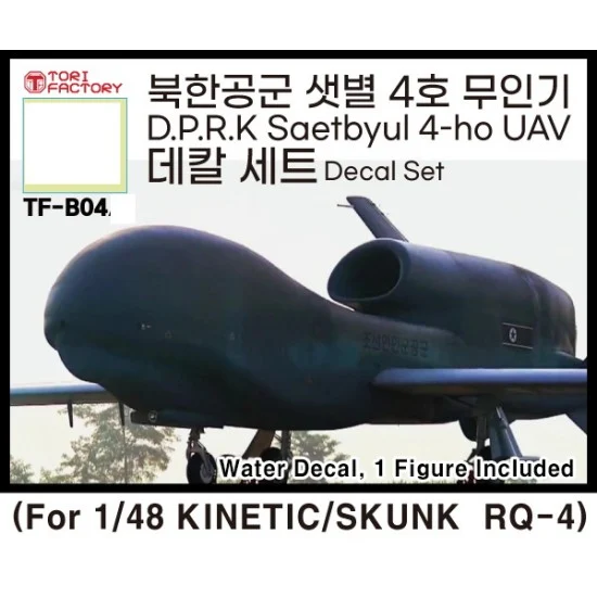 Tori Factory TF-B04A 1/48 RDPK Saetbyeol 4ho Decal (RQ-4), Figure for Kinetic/Skunk Kits