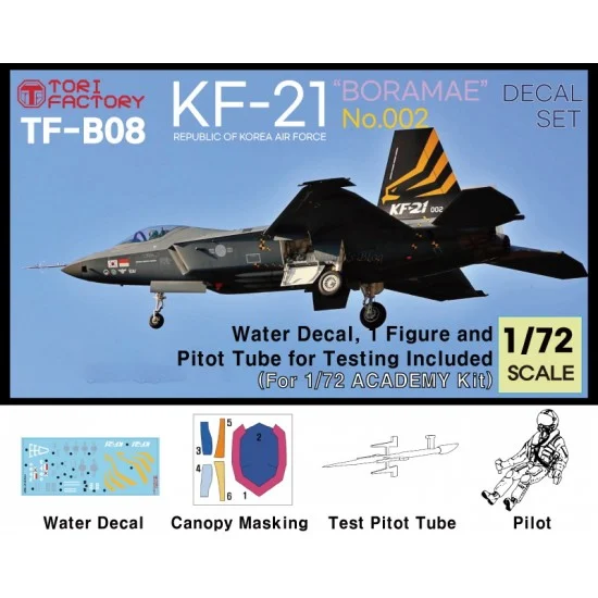 Tori Factory TF-B08 1/72 KF-21 Decal "002", Test Pitot Tube & Figure for Academy kits