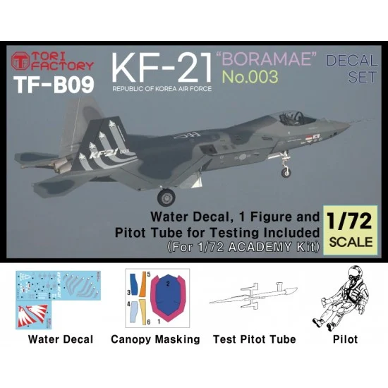 Tori Factory TF-B09 1/72 KF-21 Decal "003", Test Pitot Tube & Figure for Academy kits