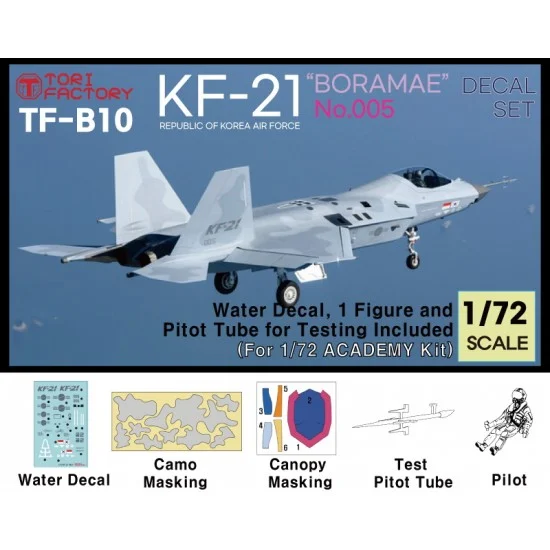 Tori Factory TF-B10 1/72 KF-21 Decal "005", Test Pitot Tube & Figure for Academy kits