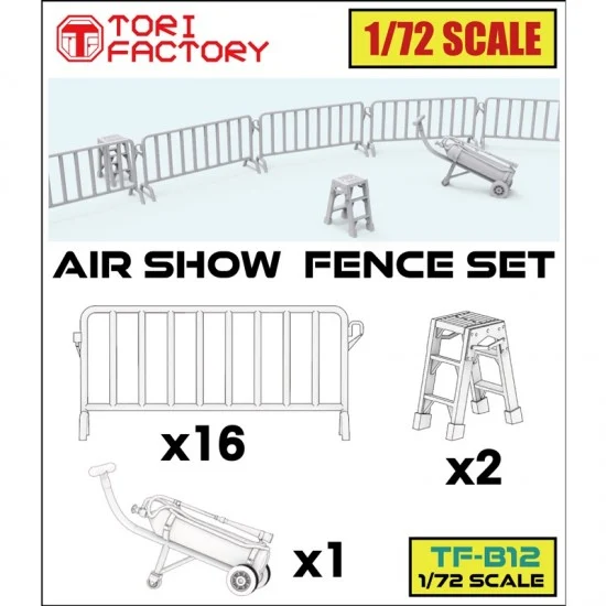Tori Factory TF-B12 1/72 Airshow Fence (x16), Small Ladder (x2), Fire Extinguisher (x1)
