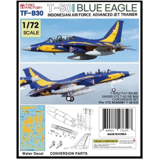 Tori Factory TF-B30 1/72 T-50I Blue Eagle Decal and Conversion set for Academy T-50 kit