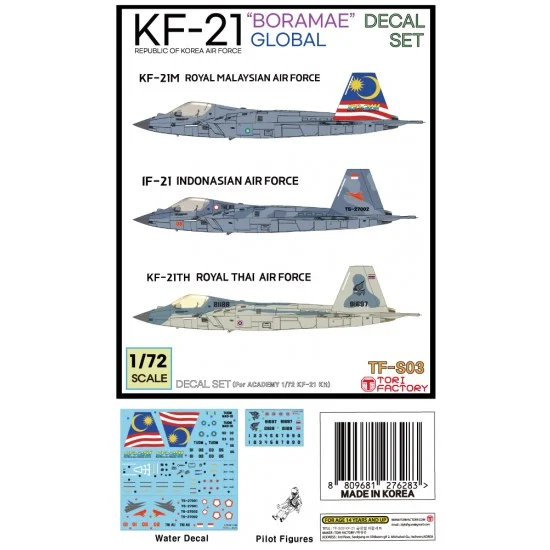 Tori Factory TF-S03 1/72 KF-21 Boramae Global Decal for Academy kit