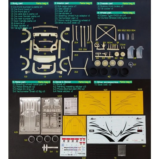 ZoomOn Z040 1/24 Toyota Hiace CRS Transkit part set for Aoshima kit - Model Cars
