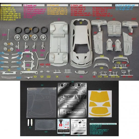 ZoomOn Z085 1/24 Honda Civic FN2 Mugen Full Resin kit - Model Cars