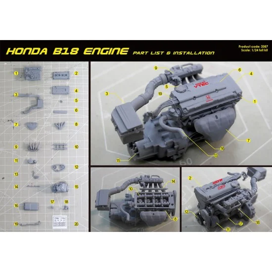 ZoomOn Z087 1/24 Honda B18 Engine - Model Cars