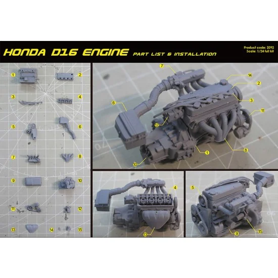 ZoomOn Z092 1/24 Honda D16 Engine - Model Cars