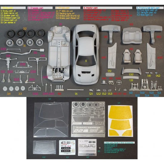 ZoomOn Z097 1/24 Subaru Impreza 22B STI Full Resin kit - Model Cars