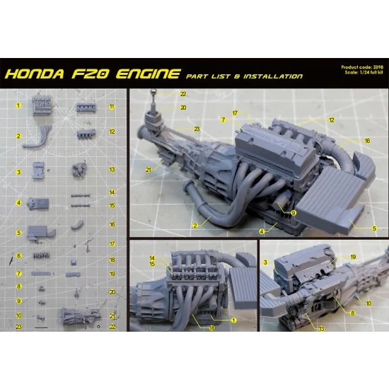 ZoomOn Z098 1/24 Honda F20 Engine - Model Cars